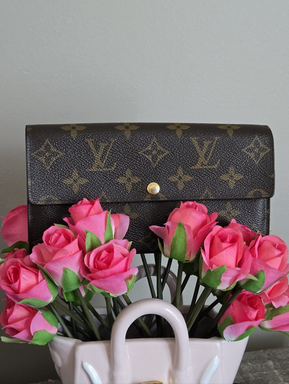 Louis Vuitton Monogram Snap Wallet in Brown with Gold Hardware